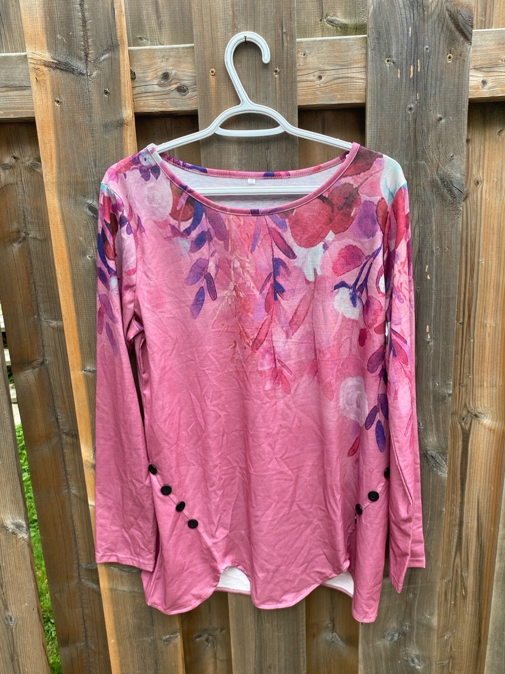Pink Floral Top with Button Detail